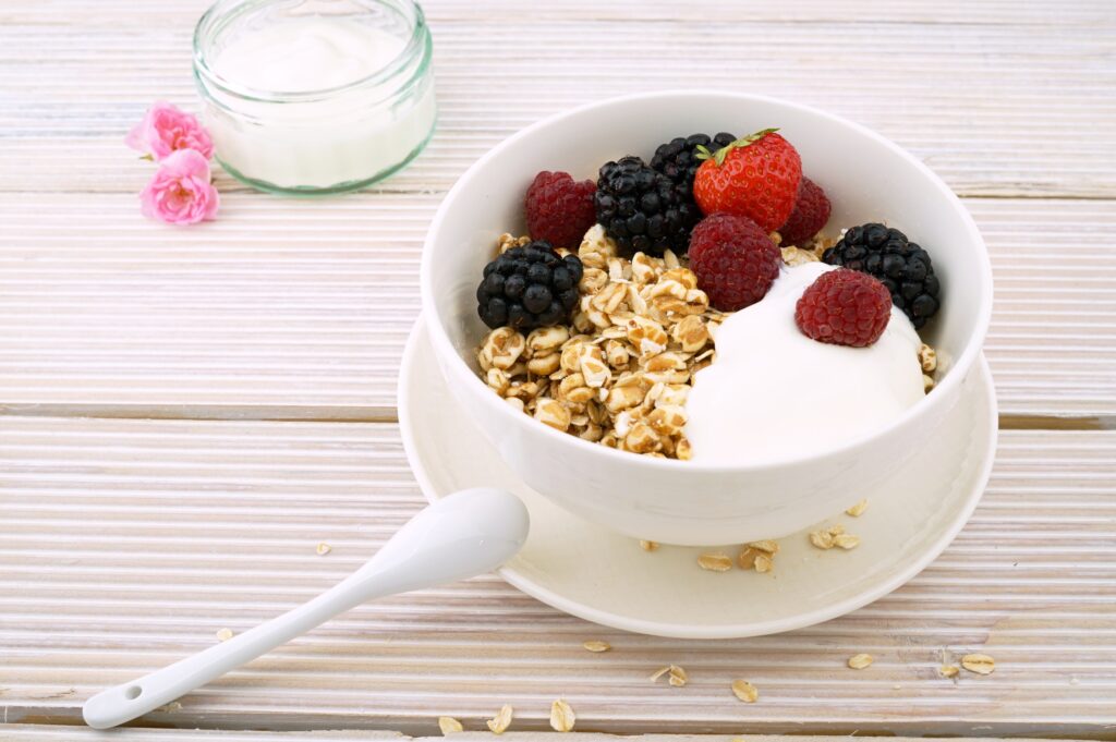 Bowl of oats with fruit and yoghurt for gut health.
How to Improve Your Gut Health