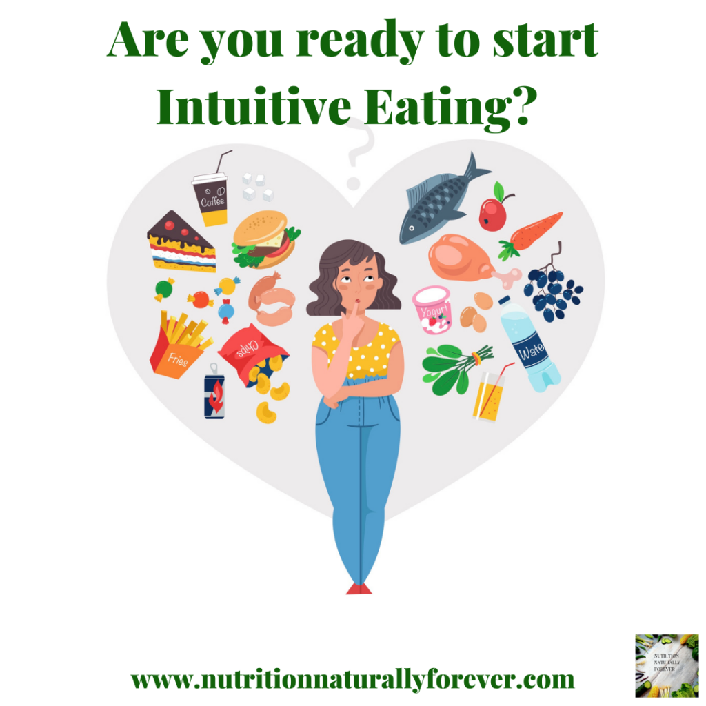 Woman deciding what to eat, good or bad? Are you ready to start Intuitive Eating?