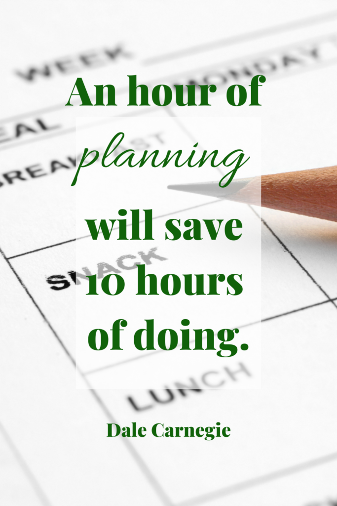 Quote, an hour of planning will save 10 hours of doing.  Why should I meal plan.