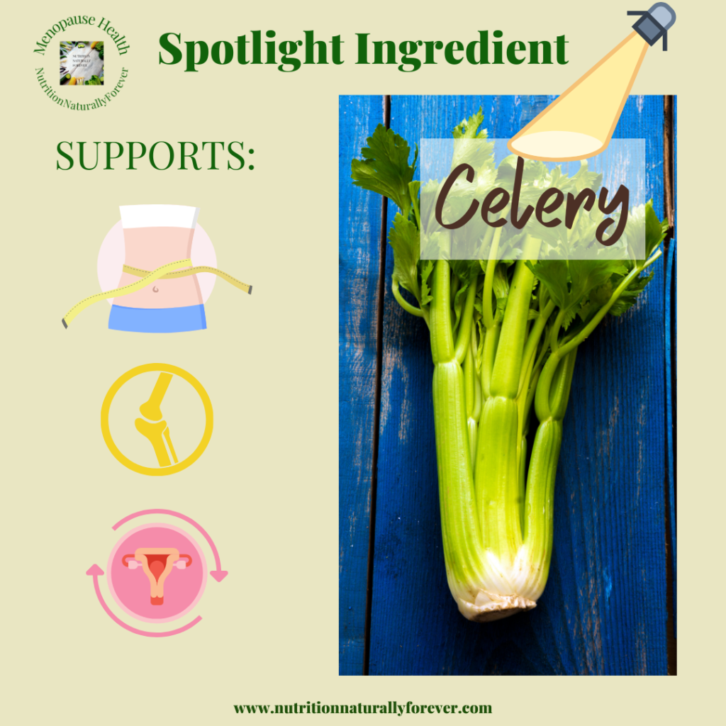 Foods good for menopause, November 2023. Celery