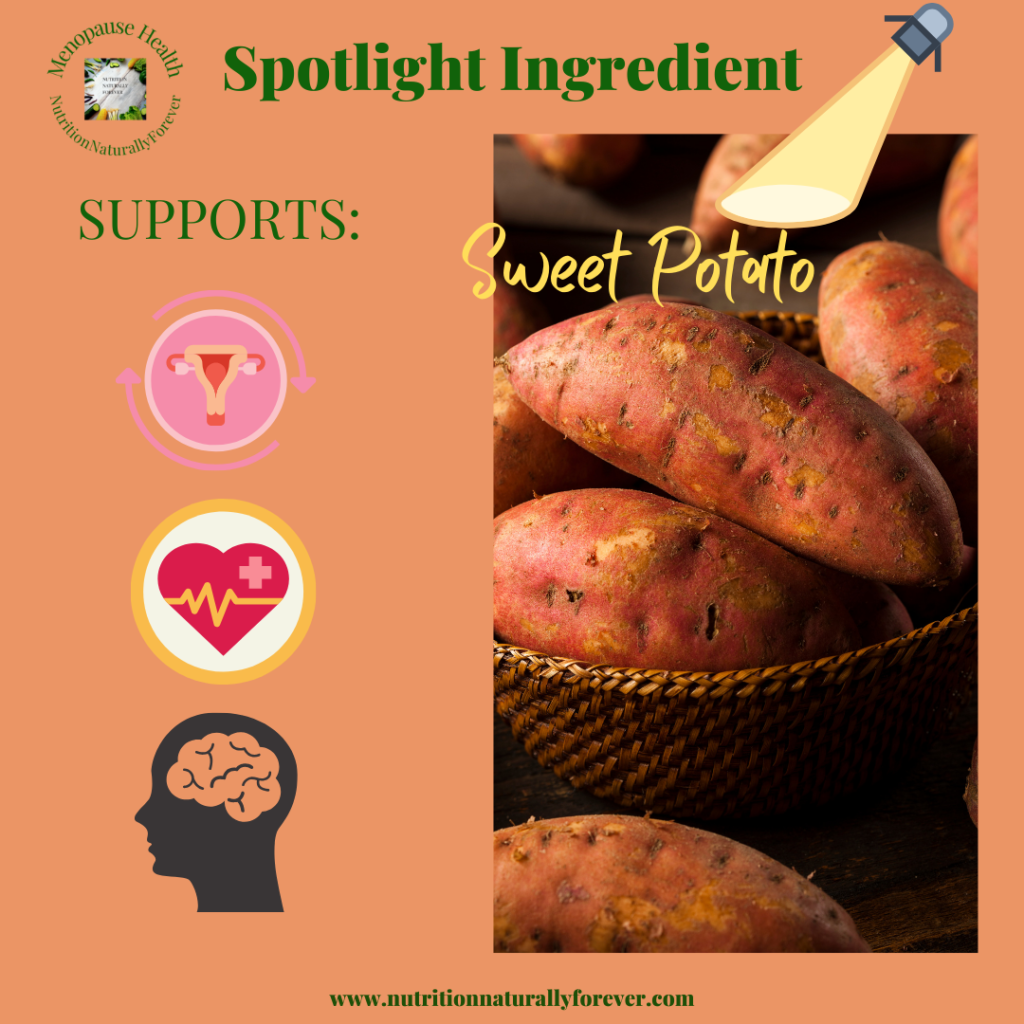 Foods good for menopause, November 2023. Sweet potato