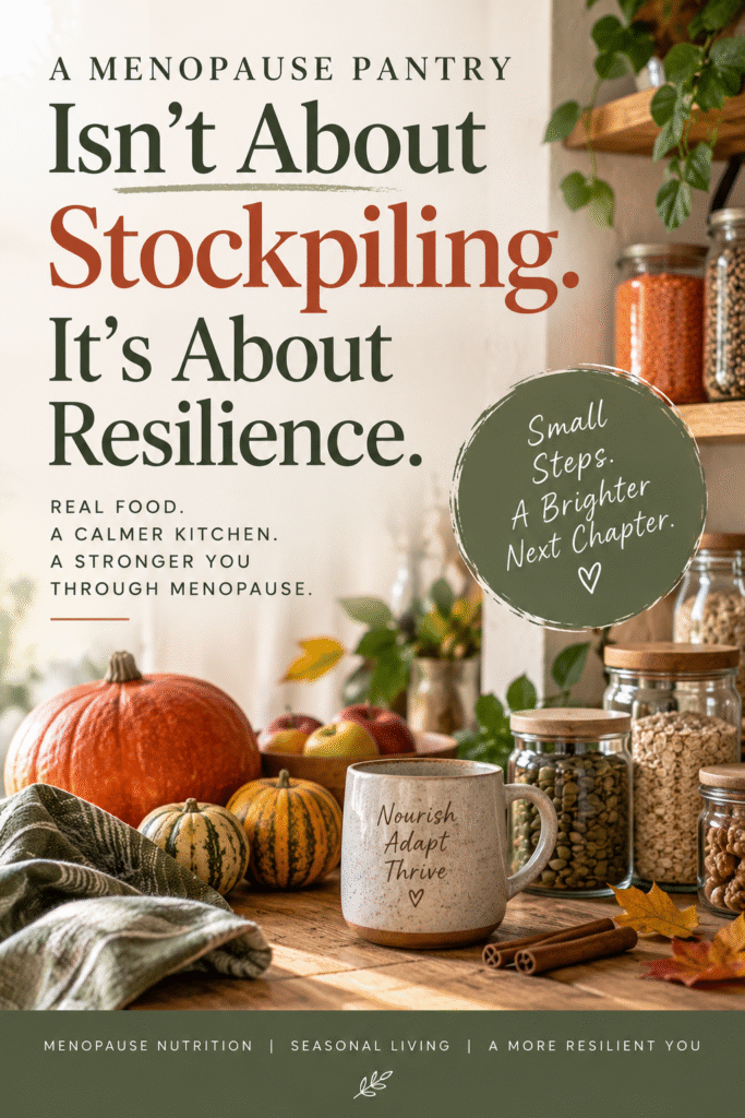 A Menopause Pantry Isn't About Stockpiling. It's About Resilience. Sue Wappett, Nutrition naturally forever, menopause pantry.