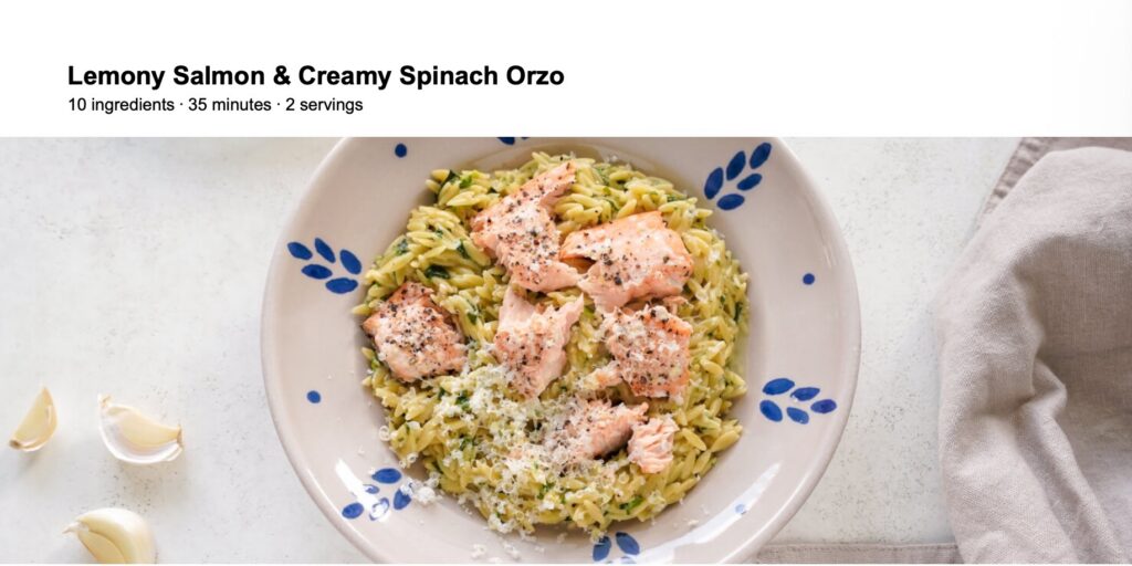 The Menopause Pantry, New Moon, Lemony Salmon and Orzo