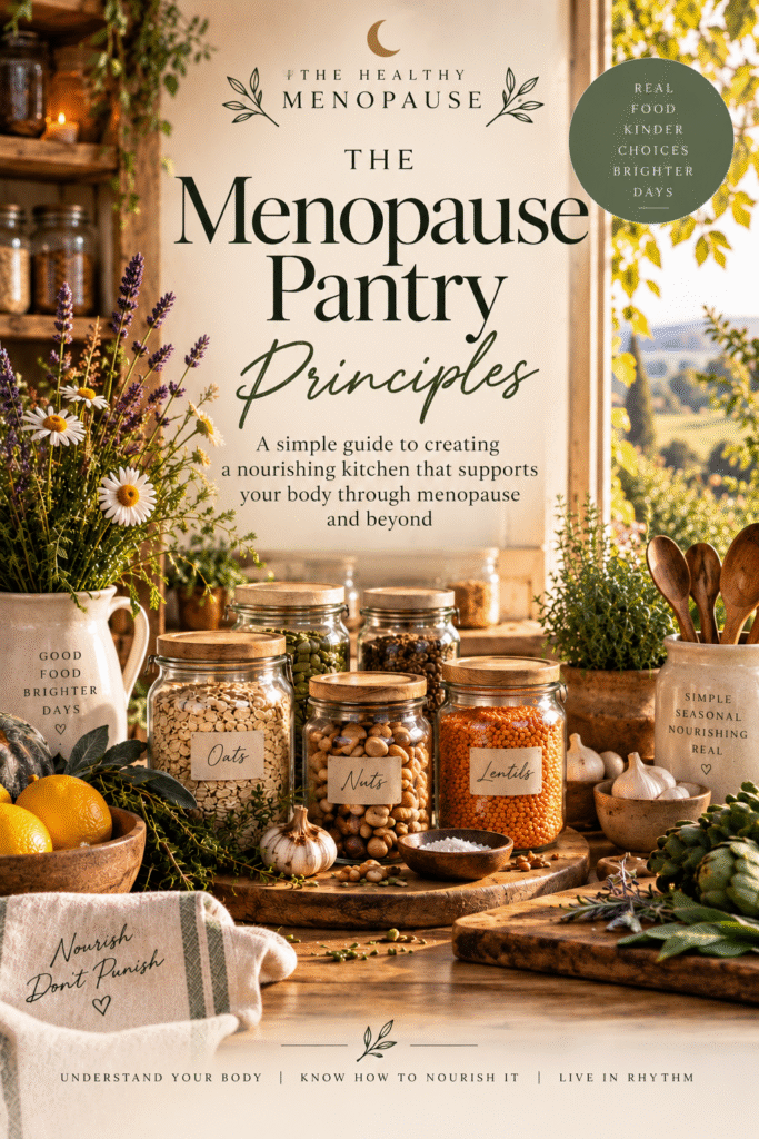 The Menopause Pantry Principles. Sue Wappett, Menopause doula, nutrition naturally forever